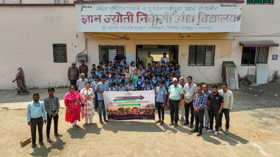 DnyanJyoti Niwasi Andh Vidyalaya with students and the Caliber team
