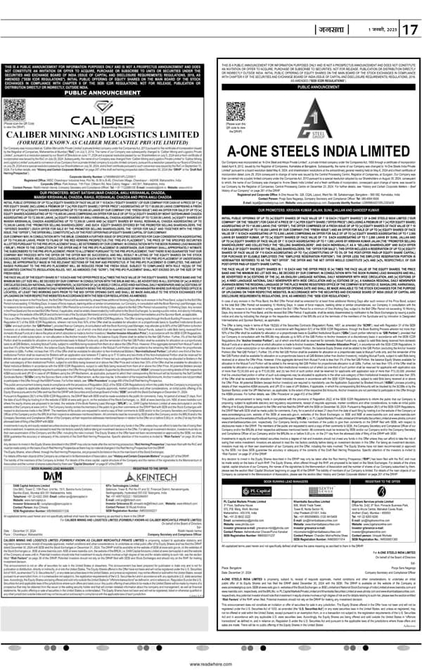 Jansatta newspaper clipping — Basis of Allotment